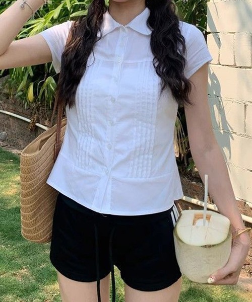 HALEY PESCA（ヘーリーペスカ）の「HALEY PESCA/ショートスリーブ　襟付きコンパクトブラウス（シャツ/ブラウス・レディース・ピンク/ホワイト・SMALL/MEDIUM）」の18枚目の写真