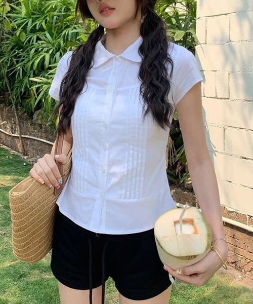 HALEY PESCA（ヘーリーペスカ）の「HALEY PESCA/ショートスリーブ　襟付きコンパクトブラウス（シャツ/ブラウス・レディース・ピンク/ホワイト・SMALL/MEDIUM）」の19枚目の写真