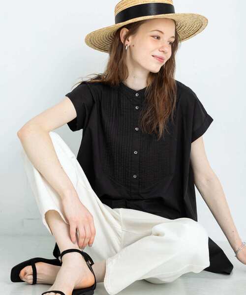 URBAN RESEARCH Sonny Label（アーバンリサーチサニーレーベル）の「エアリーコットンピンタックドレスシャツ（Tシャツ/カットソー・レディース・ブラック/オフホワイト/ブルー/ピンク・FREE）」の2枚目の写真