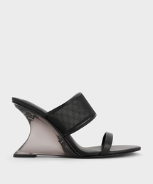 メッシュ スカルプチュアヒールウエッジ
