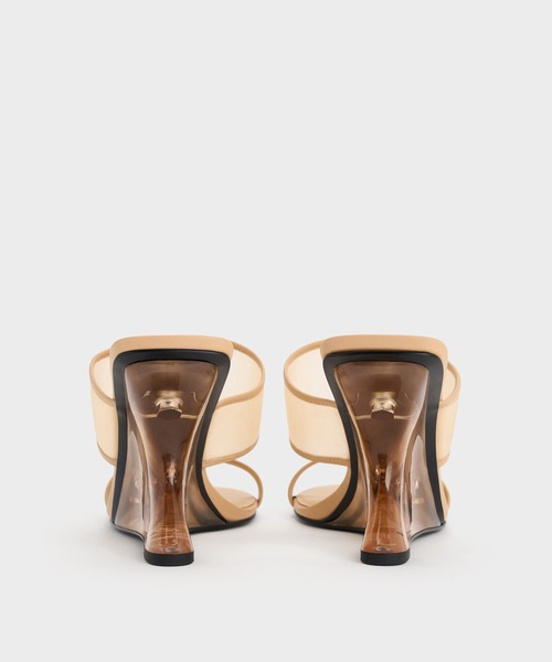 CHARLES & KEITH(チャールズ & キース)の「メッシュ スカルプチュアヒールウエッジ(サンダル・レディース・ブラック系その他2/アイボリー・22.5cm/23cm/23.5cm/24.5cm/25cm/25.5cm/26.5cm)」の4枚目の写真