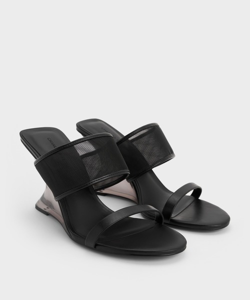 CHARLES & KEITH(チャールズ & キース)の「メッシュ スカルプチュアヒールウエッジ(サンダル・レディース・ブラック系その他2/アイボリー・22.5cm/23cm/23.5cm/24.5cm/25cm/25.5cm/26.5cm)」の7枚目の写真