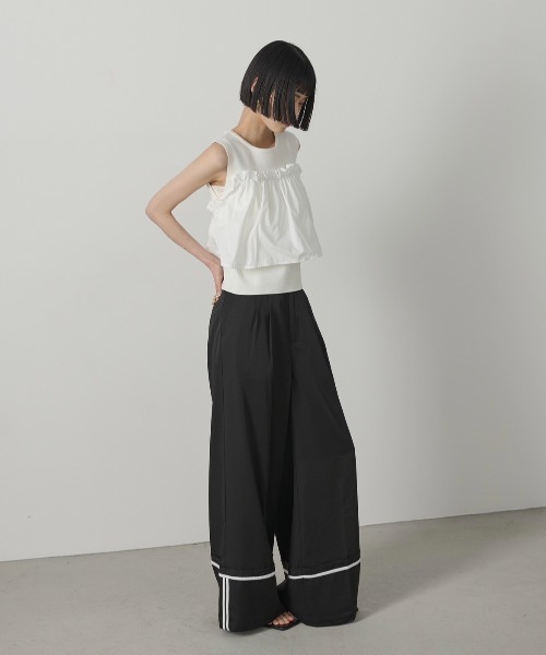 AIC.（エーアイシー）の「ターンバックパイピングワイドパンツ（その他パンツ・レディース・ブラック/チャコールグレー・FREE）」の13枚目の写真