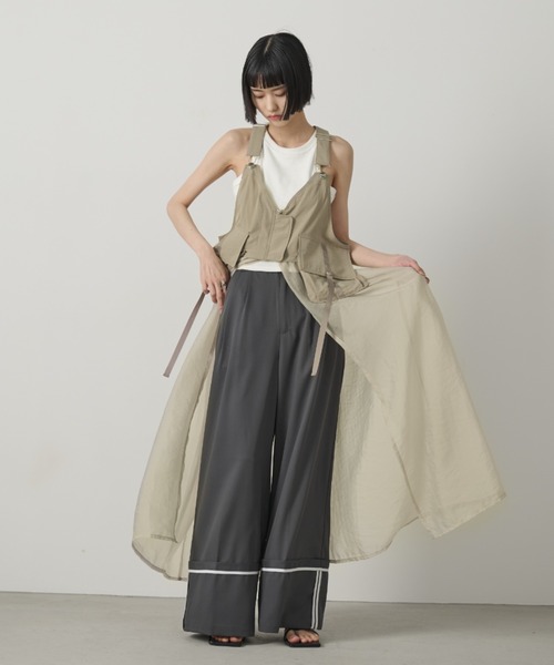 AIC.（エーアイシー）の「ターンバックパイピングワイドパンツ（その他パンツ・レディース・ブラック/チャコールグレー・FREE）」の3枚目の写真