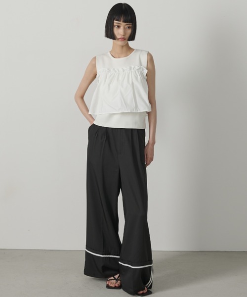 AIC.（エーアイシー）の「ターンバックパイピングワイドパンツ（その他パンツ・レディース・ブラック/チャコールグレー・FREE）」の11枚目の写真