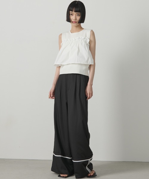 AIC.（エーアイシー）の「ターンバックパイピングワイドパンツ（その他パンツ・レディース・ブラック/チャコールグレー・FREE）」の14枚目の写真