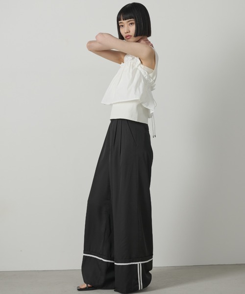 AIC.（エーアイシー）の「ターンバックパイピングワイドパンツ（その他パンツ・レディース・ブラック/チャコールグレー・FREE）」の12枚目の写真