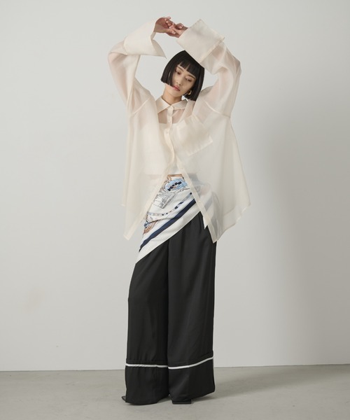 AIC.（エーアイシー）の「ターンバックパイピングワイドパンツ（その他パンツ・レディース・ブラック/チャコールグレー・FREE）」の21枚目の写真