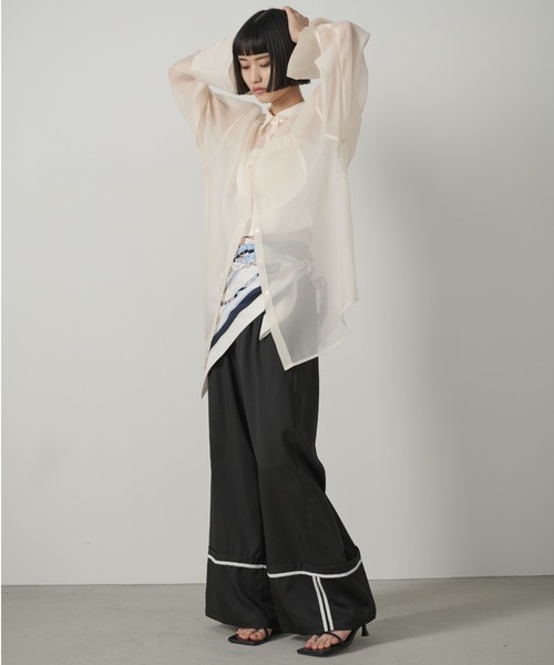 AIC.（エーアイシー）の「ターンバックパイピングワイドパンツ（その他パンツ・レディース・ブラック/チャコールグレー・FREE）」の22枚目の写真