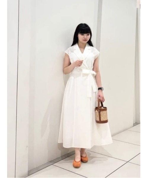 LOULOU WILLOUGHBY(ルルウィルビー)の「【LOULOU WILLOUGHBY】シアージャガードテーラーワンピース(ワンピース・レディース・ホワイト/ターコイズブルー/ブラック/ネイビー/オレンジ・1/2)」の6枚目の写真