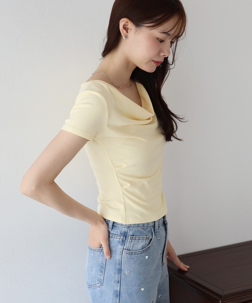 BLUEEAST(ブルーイースト)の「半袖ドレープネックTシャツ(Tシャツ/カットソー・レディース・ブラック/ホワイト/イエロー/ブルー・MEDIUM)」の20枚目の写真