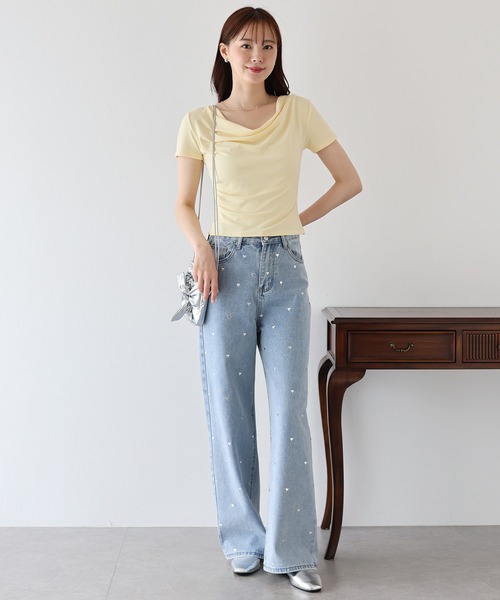 BLUEEAST(ブルーイースト)の「半袖ドレープネックTシャツ(Tシャツ/カットソー・レディース・ブラック/ホワイト/イエロー/ブルー・MEDIUM)」の18枚目の写真
