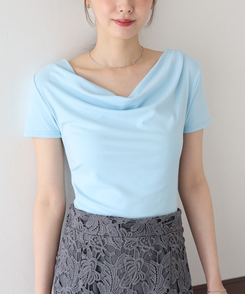 BLUEEAST(ブルーイースト)の「半袖ドレープネックTシャツ(Tシャツ/カットソー・レディース・ブラック/ホワイト/イエロー/ブルー・MEDIUM)」の16枚目の写真