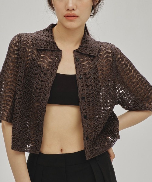 【美品】TODAYFUL Lace Knit Shirts チャコールグレー TODAYFUL（トゥデイフル）の「TODAYFUL Lace Knit Shirts 12510516