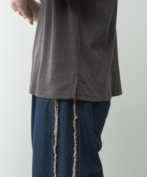 RCD(アールシーディー)の「【コットン100%】ハイネック半袖カットソー(Tシャツ/カットソー・レディース・ネイビー/ブラック/グレイッシュベージュ/オフホワイト/チャコールグレー・M-L/LL~3L/4L~5L)」の9枚目の写真