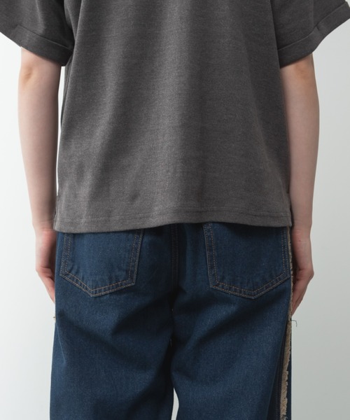 RCD(アールシーディー)の「【コットン100%】ハイネック半袖カットソー(Tシャツ/カットソー・レディース・ネイビー/ブラック/グレイッシュベージュ/オフホワイト/チャコールグレー・M-L/LL~3L/4L~5L)」の10枚目の写真