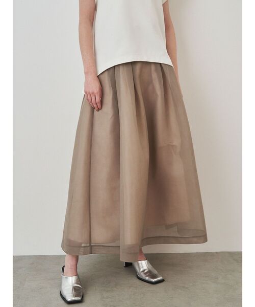 ELENDEEK(エレンディーク)の「メッシュボンディングフレア―ドスカート(スカート・レディース・オフホワイト/ベージュ/ブラック/カーキ・01/02)」の8枚目の写真