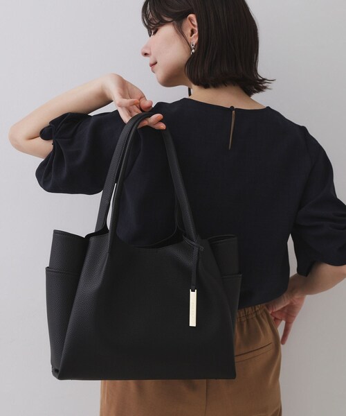 軽量/多ポケット】ワイドマチ付きシュリンクトートバッグ（トート