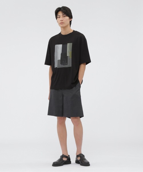 2024SSマーガレットハウエル コットンTシャツ 半袖カットソー 黒 COTTON POLYESTER JERSEY | MARGARET HOWELL（マーガレット