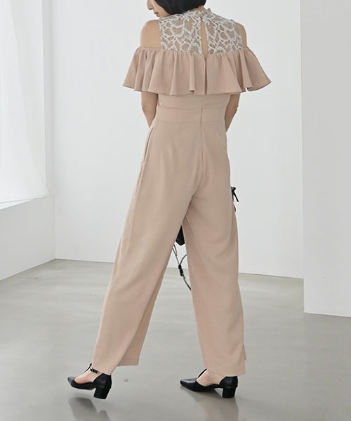 国内発送★Sabo Skirtアイラナショート丈オールインワン 無理せずキレイ】大人の上品コーデが一枚で決まる シフォン花柄