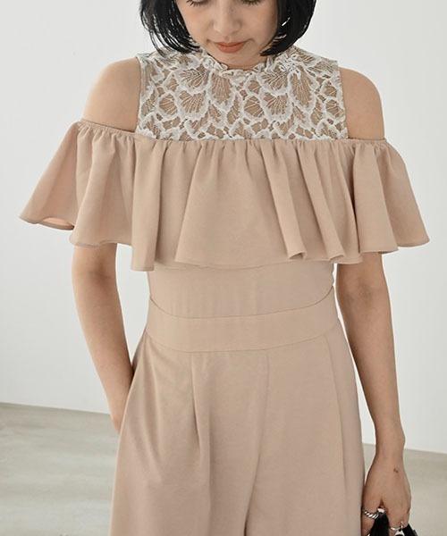 WILLFULLY（ウィルフリー）の「lace switching frill off shoulder all-in-one（つなぎ/オールインワン・レディース・ブラック/ブルー系その他/オレンジ系その他・M/S）」の21枚目の写真
