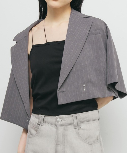 KBF（ケイビーエフ）の「アシンメトリーカップ付キャミ（キャミソール・レディース・ネイビー/ブラック/オフホワイト・ONE）」の5枚目の写真