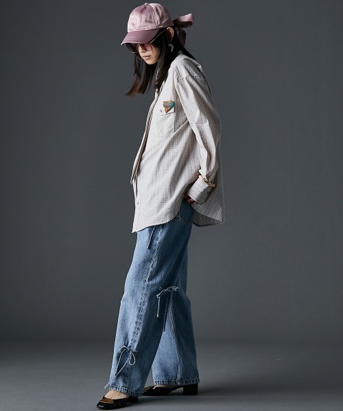 GEVS.（ジェイヴィス）の「綿100％リボンディティールデニムパンツ＜大きいサイズ有＞GEVS.（デニムパンツ・レディース・ブラック系/ブルー系・122/114/106/98/96/92/88/84/80/76/73）」の10枚目の写真