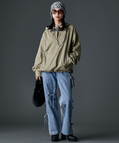 GEVS.（ジェイヴィス）の「綿100％リボンディティールデニムパンツ＜大きいサイズ有＞GEVS.（デニムパンツ・レディース・ブラック系/ブルー系・122/114/106/98/96/92/88/84/80/76/73）」の14枚目の写真