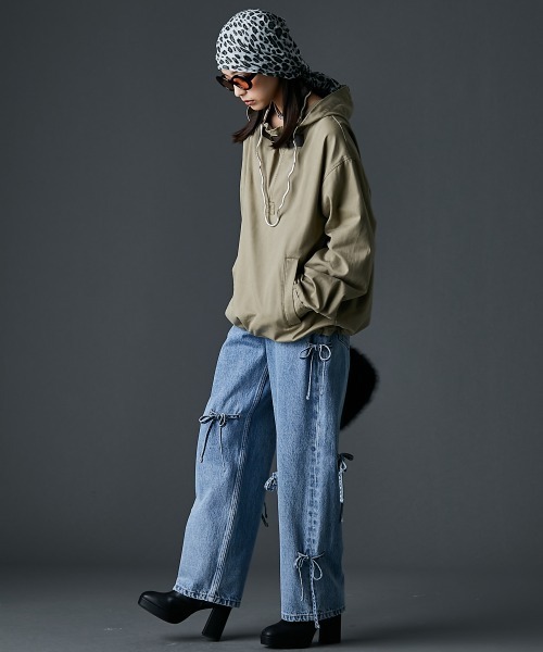 GEVS.（ジェイヴィス）の「綿100％リボンディティールデニムパンツ＜大きいサイズ有＞GEVS.（デニムパンツ・レディース・ブラック系/ブルー系・122/114/106/98/96/92/88/84/80/76/73）」の15枚目の写真