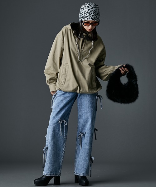 GEVS.（ジェイヴィス）の「綿100％リボンディティールデニムパンツ＜大きいサイズ有＞GEVS.（デニムパンツ・レディース・ブラック系/ブルー系・122/114/106/98/96/92/88/84/80/76/73）」の16枚目の写真