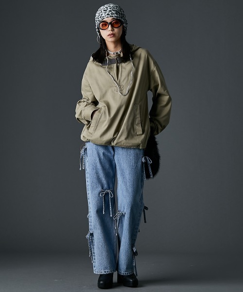 GEVS.（ジェイヴィス）の「綿100％リボンディティールデニムパンツ＜大きいサイズ有＞GEVS.（デニムパンツ・レディース・ブラック系/ブルー系・122/114/106/98/96/92/88/84/80/76/73）」の17枚目の写真