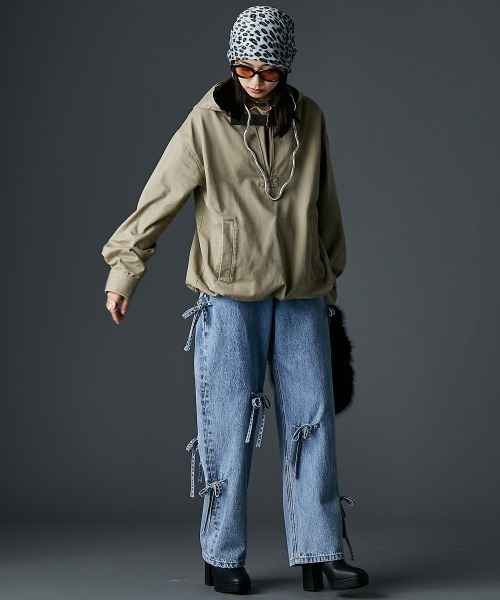 GEVS.（ジェイヴィス）の「綿100％リボンディティールデニムパンツ＜大きいサイズ有＞GEVS.（デニムパンツ・レディース・ブラック系/ブルー系・122/114/106/98/96/92/88/84/80/76/73）」の18枚目の写真