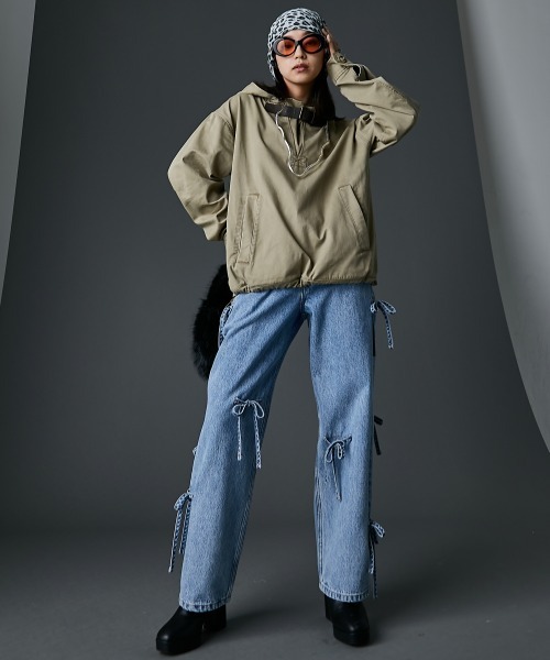 GEVS.（ジェイヴィス）の「綿100％リボンディティールデニムパンツ＜大きいサイズ有＞GEVS.（デニムパンツ・レディース・ブラック系/ブルー系・122/114/106/98/96/92/88/84/80/76/73）」の19枚目の写真