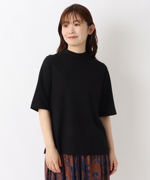 one'sterrace(ワンズテラス)の「エンザイム加工 ハイネック5分袖プルオーバー(Tシャツ/カットソー・レディース・グリーン系その他6/ブラック系8/アイボリー系8/ベージュ系9・02)」の1枚目の写真