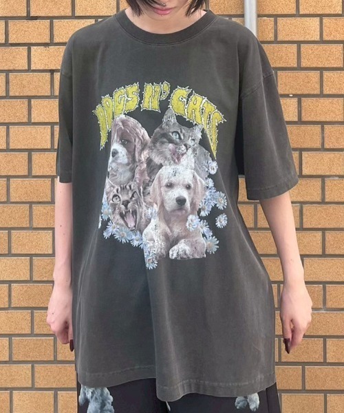 Candy Stripper（キャンディストリッパー）の「DOGS N' CATS ROCK Tシャツ（Tシャツ/カットソー・レディース・ライトブルー/オフホワイト/ブラック・FREE）」の2枚目の写真