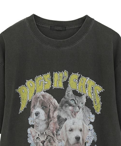 Candy Stripper（キャンディストリッパー）の「DOGS N' CATS ROCK Tシャツ（Tシャツ/カットソー・レディース・ライトブルー/オフホワイト/ブラック・FREE）」の5枚目の写真
