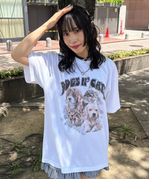 Candy Stripper（キャンディストリッパー）の「DOGS N' CATS ROCK Tシャツ（Tシャツ/カットソー・レディース・ライトブルー/オフホワイト/ブラック・FREE）」の11枚目の写真