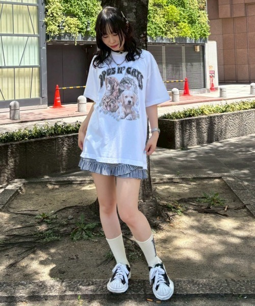 Candy Stripper（キャンディストリッパー）の「DOGS N' CATS ROCK Tシャツ（Tシャツ/カットソー・レディース・ライトブルー/オフホワイト/ブラック・FREE）」の12枚目の写真