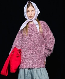 リボン付きピンクニットセーター メゾンスペシャル /MAISON SPECIAL MAISON SPECIAL ニット セーター Nep Yarn Linking Knit Tops