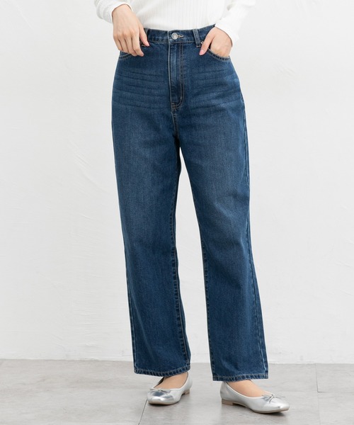 Honeys（ハニーズ）の「レギュラーストレート（股下６６ｃｍ）（デニムパンツ・レディース・インディゴブルー/ブルー/ブラック・SS/S/M/LL/L）」の3枚目の写真