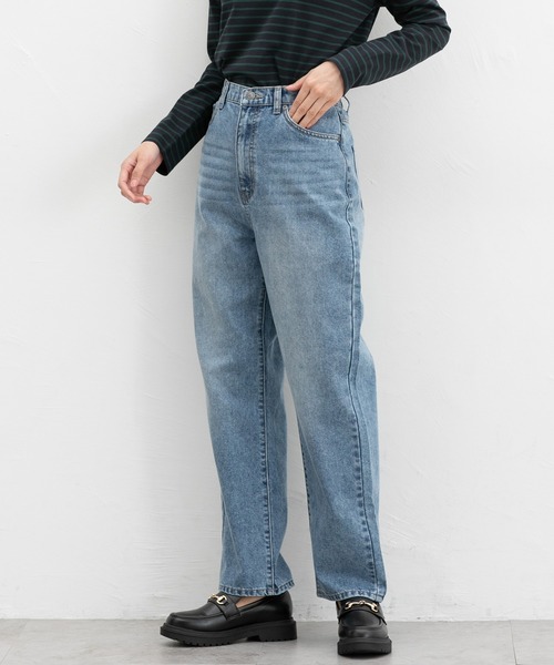 Honeys（ハニーズ）の「レギュラーストレート（股下６６ｃｍ）（デニムパンツ・レディース・インディゴブルー/ブルー/ブラック・SS/S/M/LL/L）」の9枚目の写真