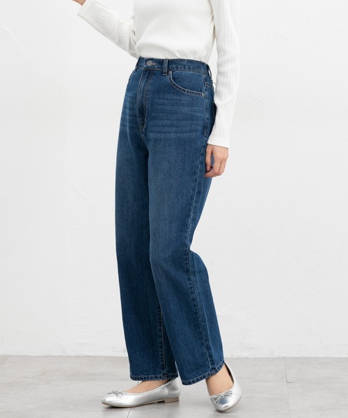 Honeys（ハニーズ）の「レギュラーストレート（股下６６ｃｍ）（デニムパンツ・レディース・インディゴブルー/ブルー/ブラック・SS/S/M/LL/L）」の12枚目の写真