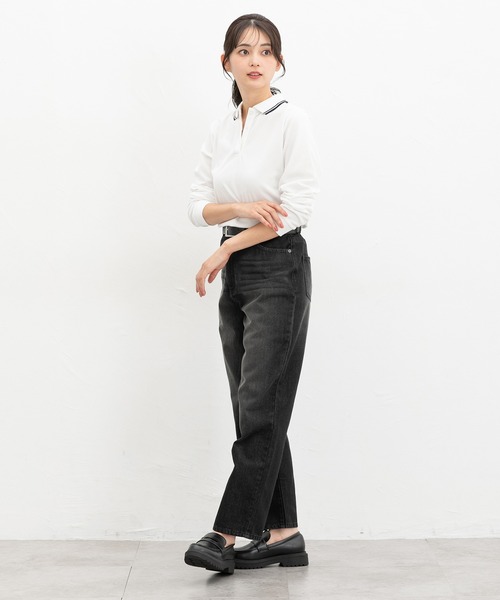 Honeys（ハニーズ）の「レギュラーストレート（股下６６ｃｍ）（デニムパンツ・レディース・インディゴブルー/ブルー/ブラック・SS/S/M/LL/L）」の5枚目の写真