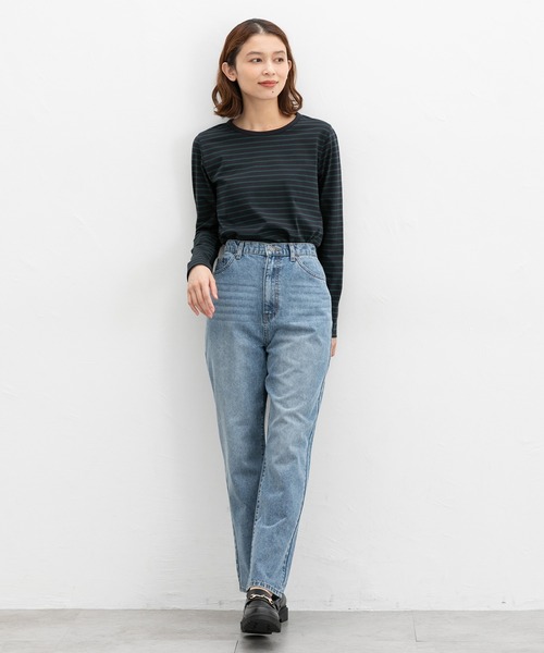 Honeys(ハニーズ)の「レギュラーストレート(股下66cm)(デニムパンツ・レディース・インディゴブルー/ブルー/ブラック/グレー・SS/S/M/LL/L/3L)」の6枚目の写真