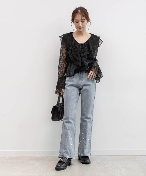 RANDA（ランダ）の「モノグラムスタッズボリュームローファー（ローファー・レディース・アイボリー/チェック/ブラック・M/S/LL/L）」の11枚目の写真