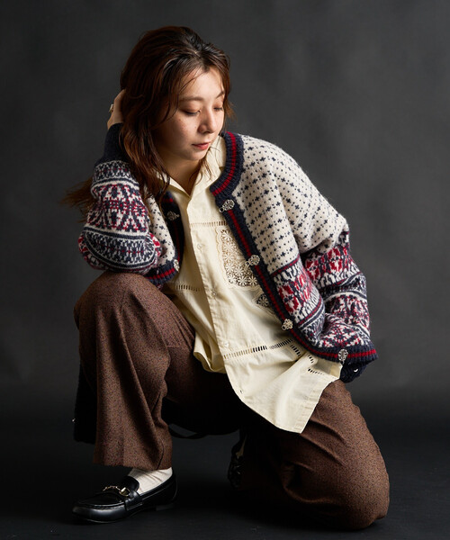 ウール チロリアンニットカーディガン（カーディガン/ボレロ