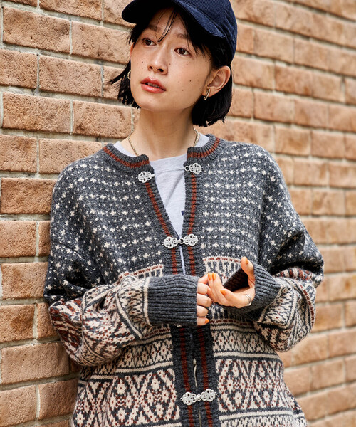 [希少] 70s vintage ピュアウール チロリアンニットカーディガン 黒 希少] 70s vintage ピュアウール チロリアンニットカーディガン 黒