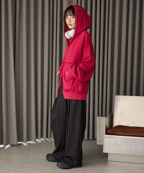 SPORTS COMME des GARCONS HOMME PLUS / OMEGA3/ナイロンプルオーバーパーカー/パーカー/S/ナイロン/RED/無地/PQ-J301 セール】《UNISEX》リメイクフウジップパーカー（パーカー）｜PBLIM