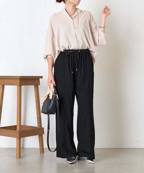 Jena espace merveilleux（ジェナ　エスパスメルヴェイユ）の「【サイズ展開あり】リラックスシボイージーパンツ（その他パンツ・レディース・ブラック/ベージュ/モカ・1/2）」の4枚目の写真