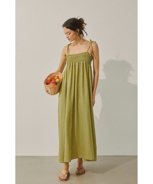 Plaid Ribbon Camisole Dress /リボンストラップギンガムワンピ
